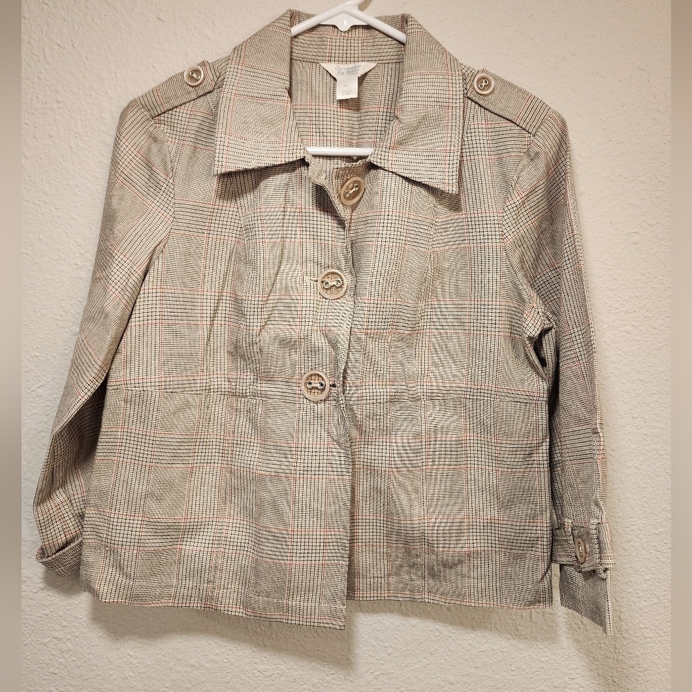 Christopher and Banks Plaid Women's Jacket Size Petite Medium